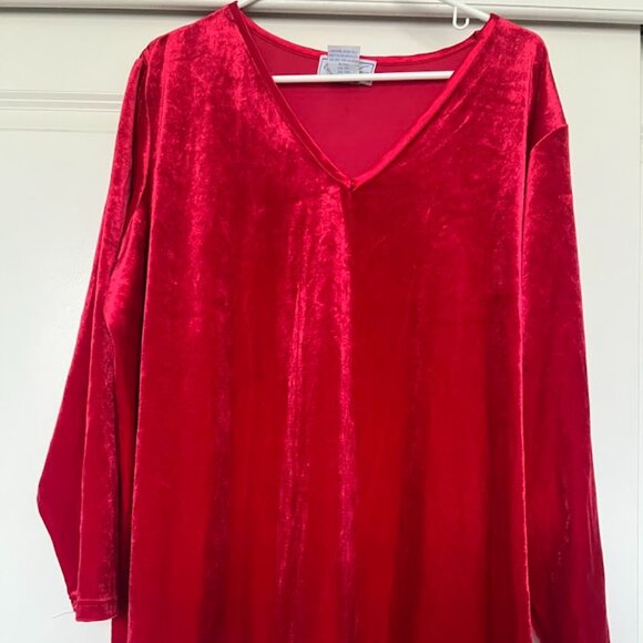 Woman Within Red Velvet Pullover Christmas Holiday Top Blouse Size 2X - Picture 1 of 12